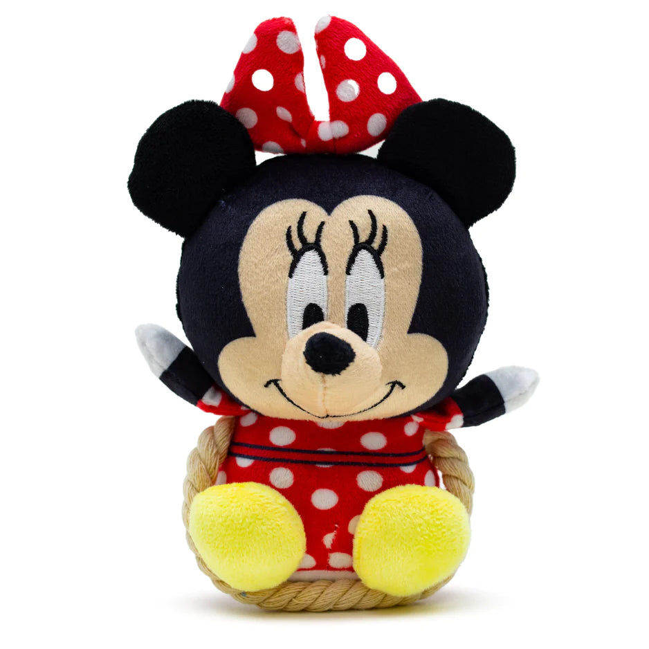 Buckle-Down Disney Dog Toy, Minnie Mouse Chibi Sitting Pose Pet Toy, Plush with Rope