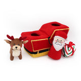 ZippyPaws Holiday Zippy Burrow - Santas Sleigh House Dog Toy