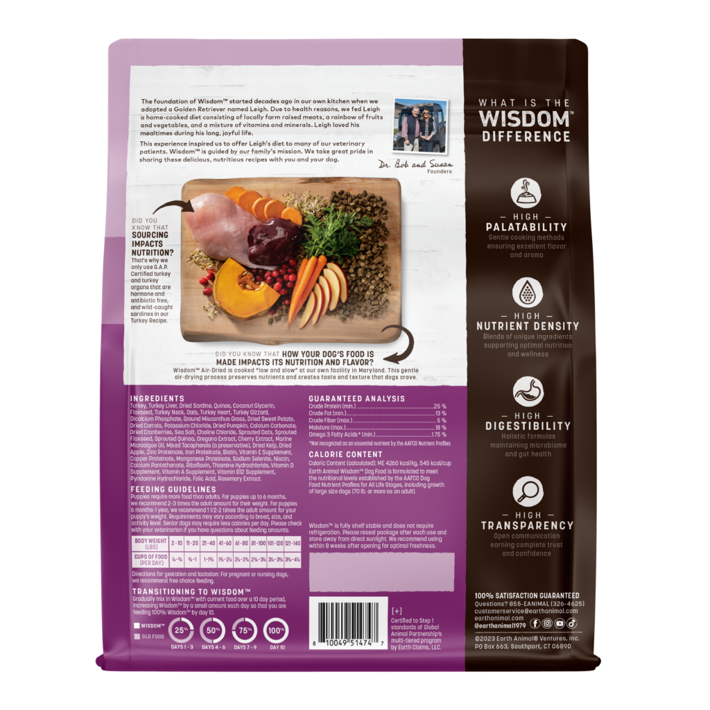 Earth Animal Wisdom Air Dried Turkey Recipe Premium Natural Dog