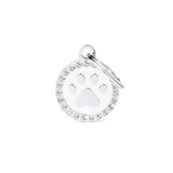 Glam Paw Circle White Strass ID Tag