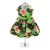 Black Hawaiian Dog Dress w/ matching Leash