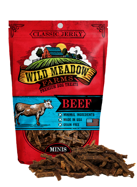 Wild Meadow Farms - Classic Beef Minis - USA Made Soft Jerky Training Treats for Dogs- 4oz