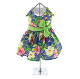 Blue Hawaiian Dog Dress w/ matching Leash