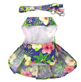 Blue Hawaiian Dog Dress w/ matching Leash