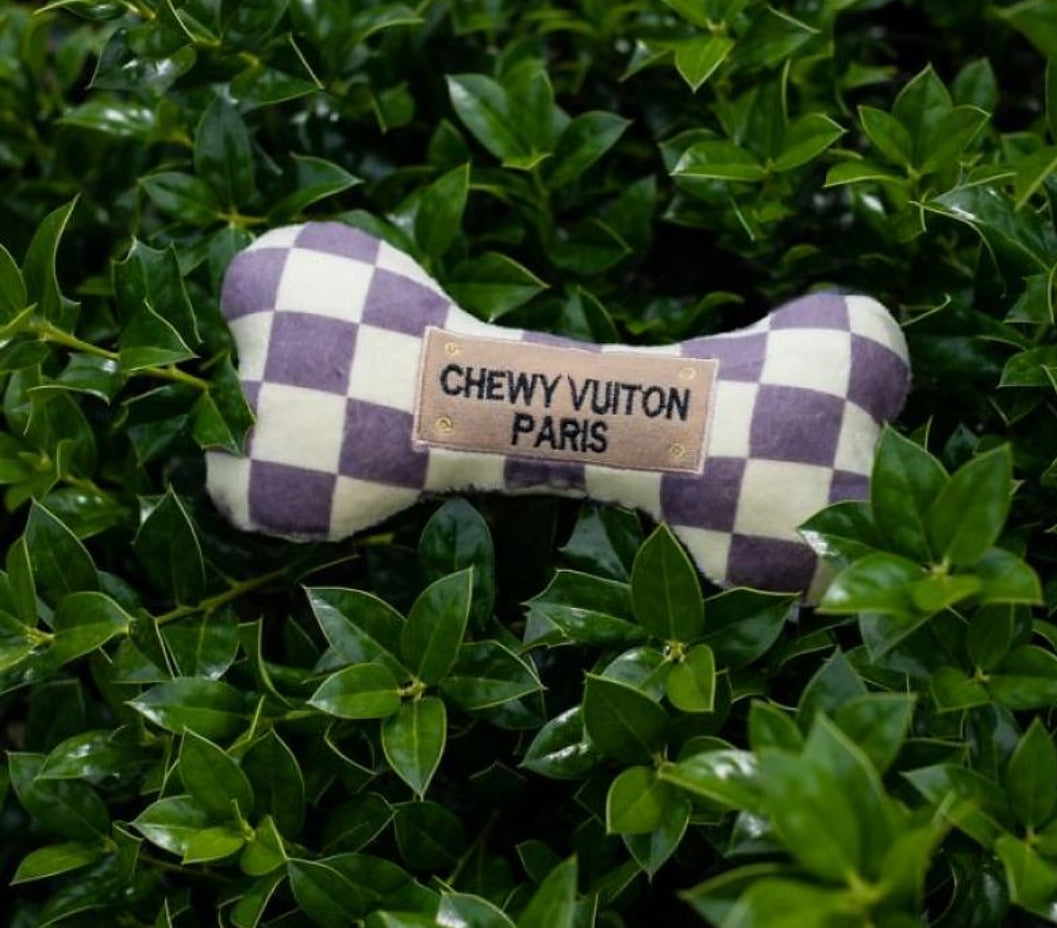 Chewy Vuiton Checker Bone Toy, Checker Chewy Vuiton, Designer Dog