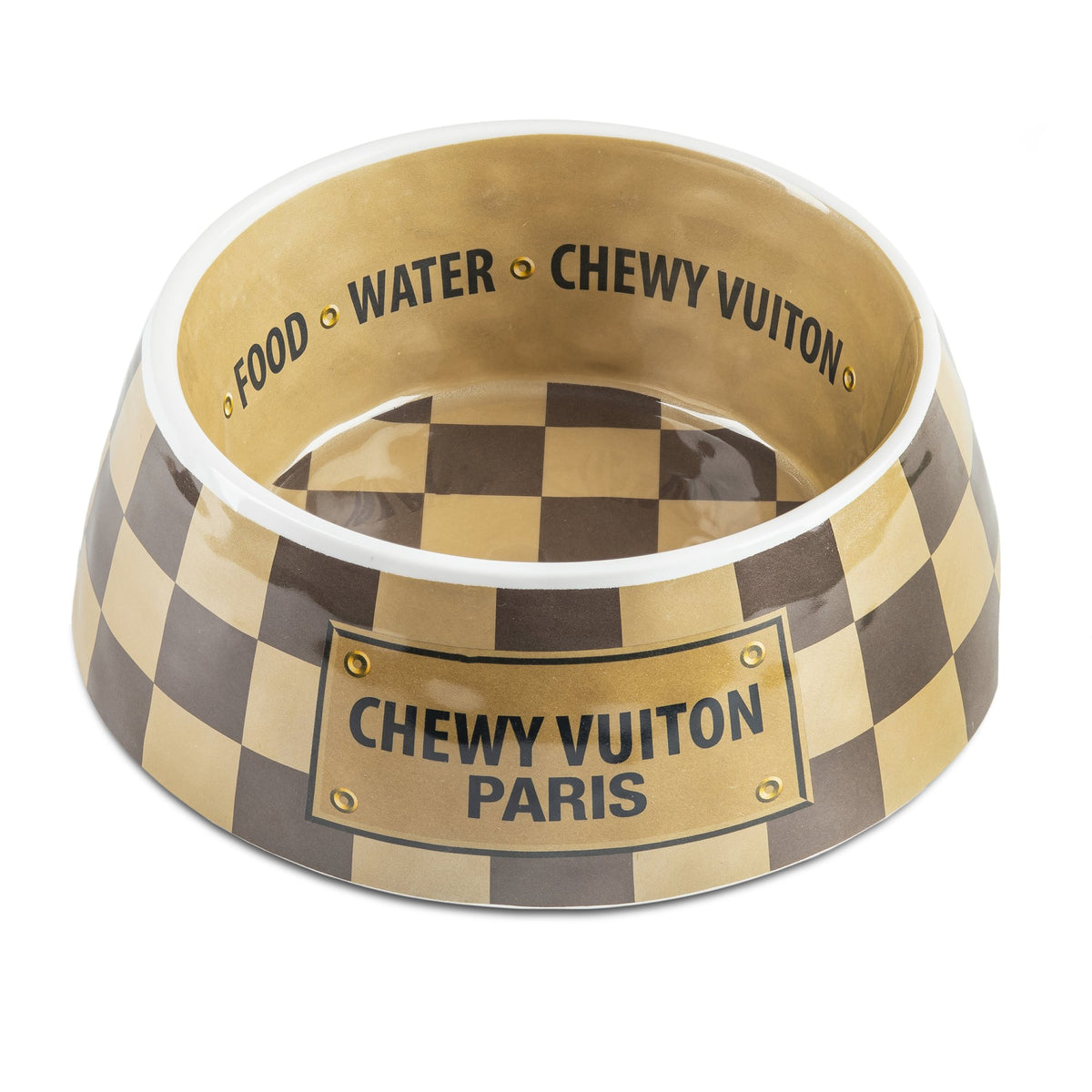 Chewy Vuitton Ceramic Dog Bowl – Faux Paw Productions