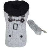 Grey Herringbone Dog Coat and Leash