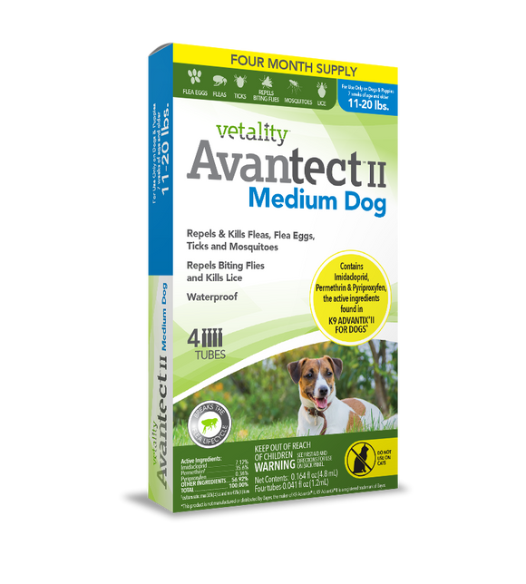 Vetality Avantect II Flea & Tick For Dogs 1ea/0.064 fl oz, 4 ct