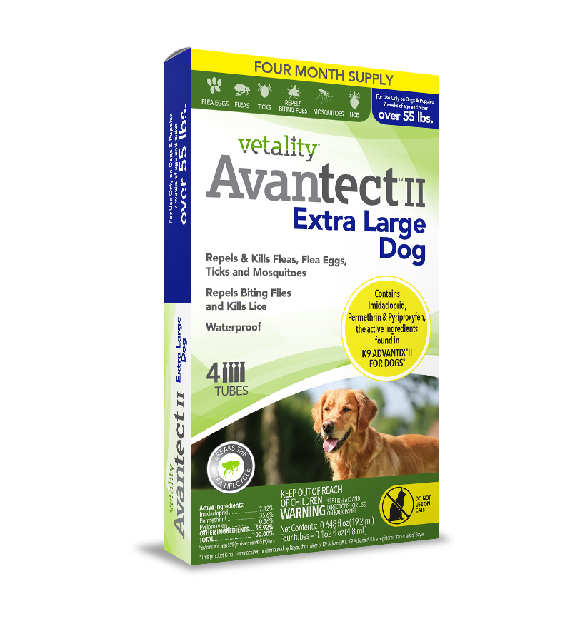 Vetality Avantect II Flea & Tick For Dogs 1ea/0.064 fl oz, 4 ct