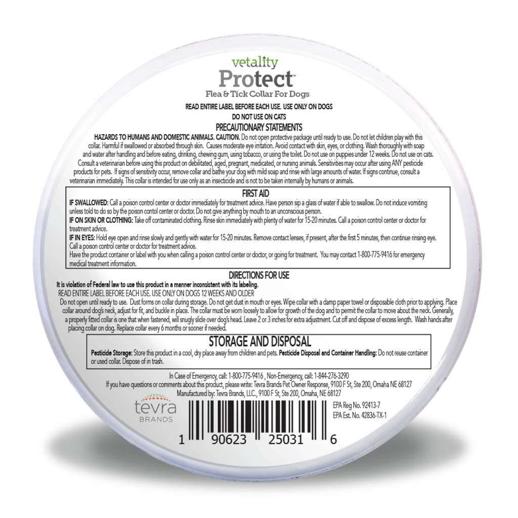 Vetality Protect Flea & Tick Dog Collar 1ea/2 pk