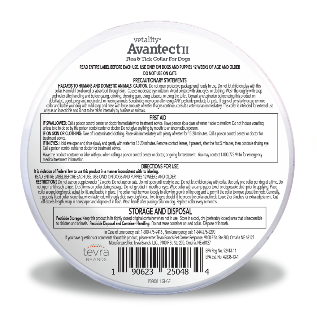 Vetality Avantect II Flea & Tick Collar for Dogs 1ea/26 in, 2 ct
