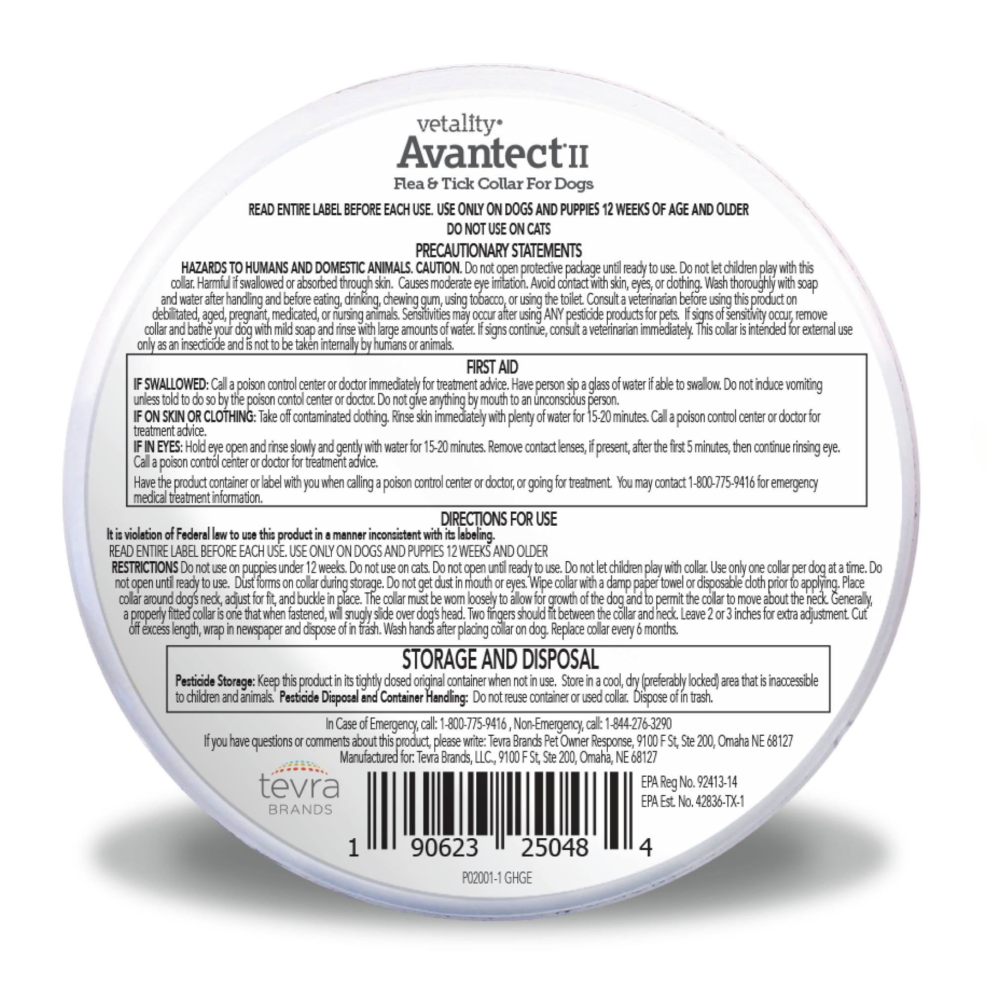 Vetality Avantect II Flea & Tick Collar for Dogs 1ea/26 in, 2 ct