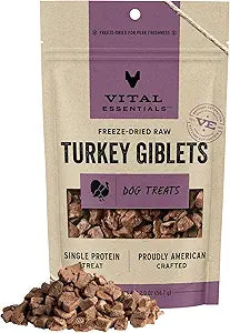 Vital Essentials Freeze Dried Turkey Giblets Vital Treats for Dogs