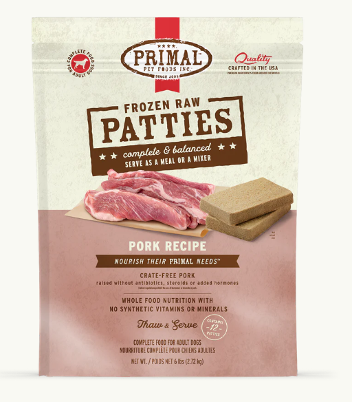 PRIMAL DOG PORK PATTIES FROZEN