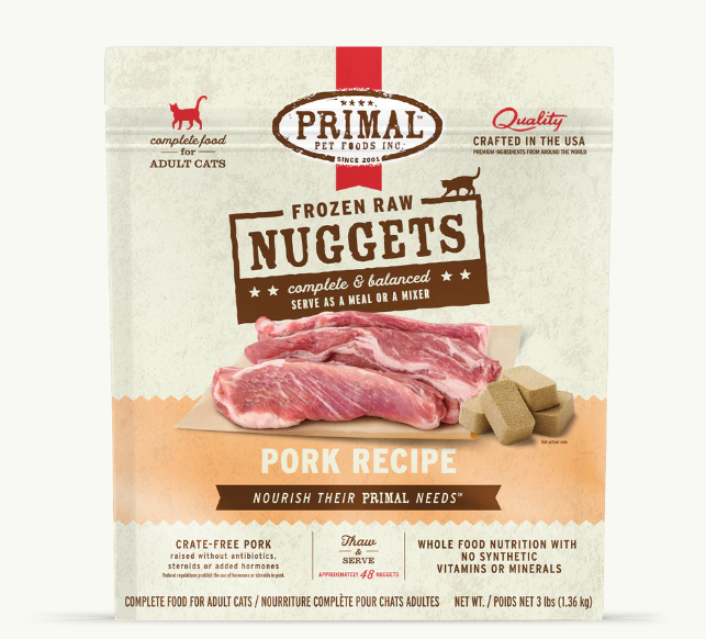 PRIMAL CAT PORK NUGGETS FROZEN 3LB