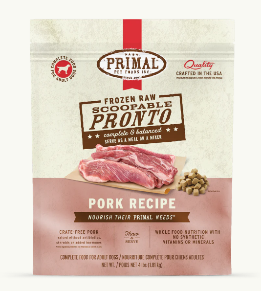 Primal Pronto Pork Formula Raw Dog Food 4lb