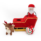 ZippyPaws Holiday Zippy Burrow - Santas Sleigh House Dog Toy