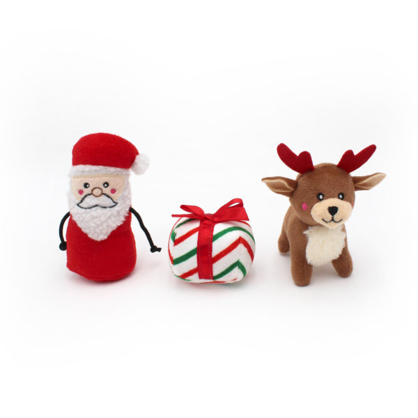 ZippyPaws Holiday Zippy Burrow - Santas Sleigh House Dog Toy