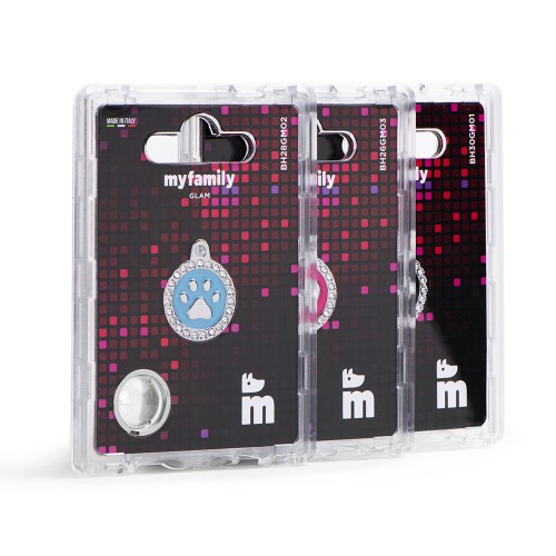 Glam Paw Circle White Strass ID Tag