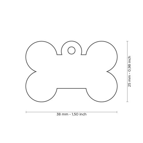Basic Collection Big Bone in Chrome Plated Brass ID Tag
