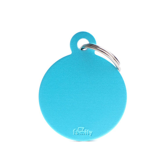 Basic Collection Big Round Light Blue in Aluminum ID Tag
