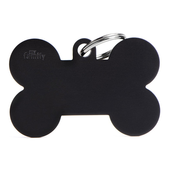 Basic Collection Bone XL Black in Aluminum ID Tag