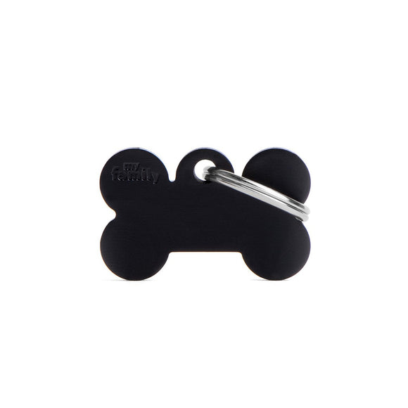 Basic Collection Small Bone Black in Aluminum ID Tag