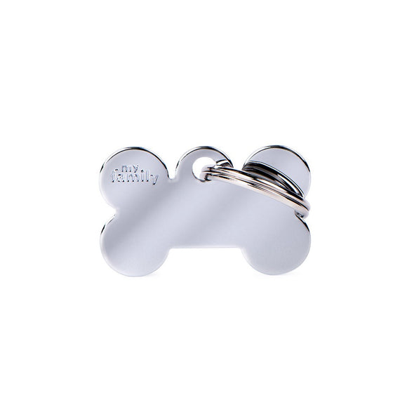 Basic Collection Small Bone in Chrome Plated Brass ID Tag