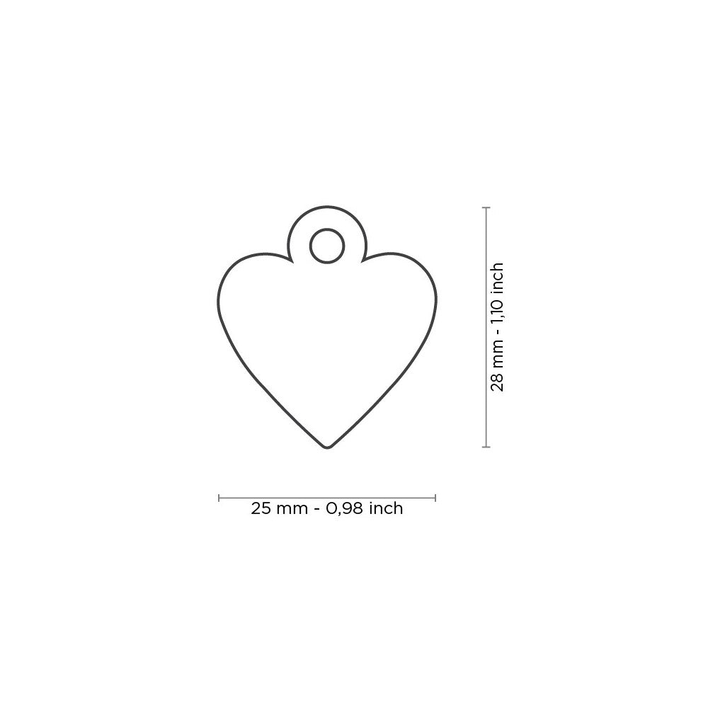 Basic Collection Small Heart in Chrome Plated Brass ID Tag