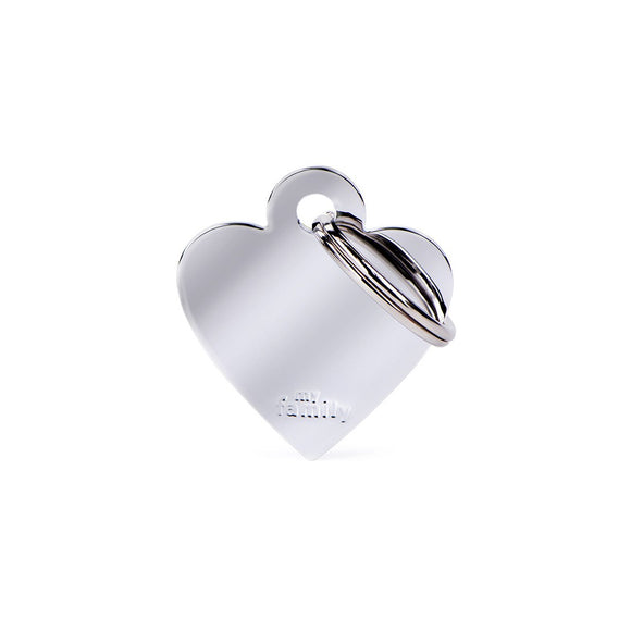 Basic Collection Small Heart in Chrome Plated Brass ID Tag