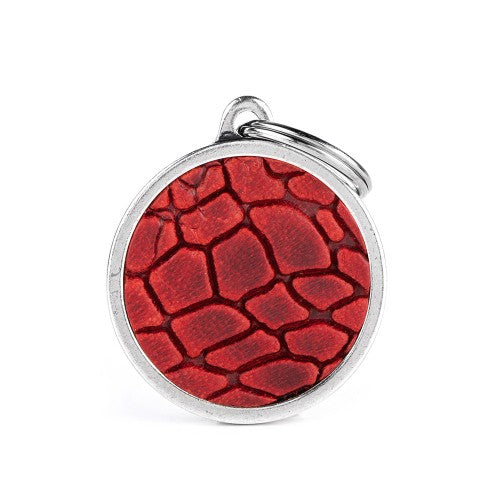 Big Circle Bronx Tucson Red Leather ID Tag