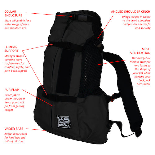 K9 Sport Sack Air 2 Forward Facing Dog Carrier Backpack, Jet Black