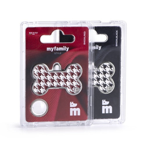 Style Pied de Poule Big Red Bone ID Tag