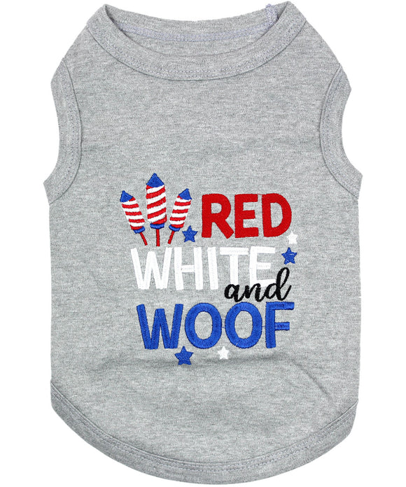 Red White and Woof Dog T-Shirt