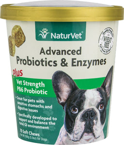 NaturVet Advanced Probiotics & Enzymes Plus Vet Strength PB6 Probiotic Soft Chews Dog Supplement
