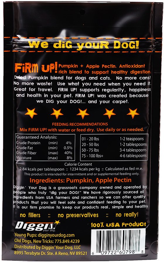 Diggin' Your Dog Firm Up! Pumpkin Super Dog & Cat Supplement