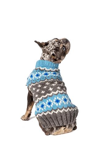 Chilly Dog -LIGHT BLUE FAIRISLE DOG SWEATER