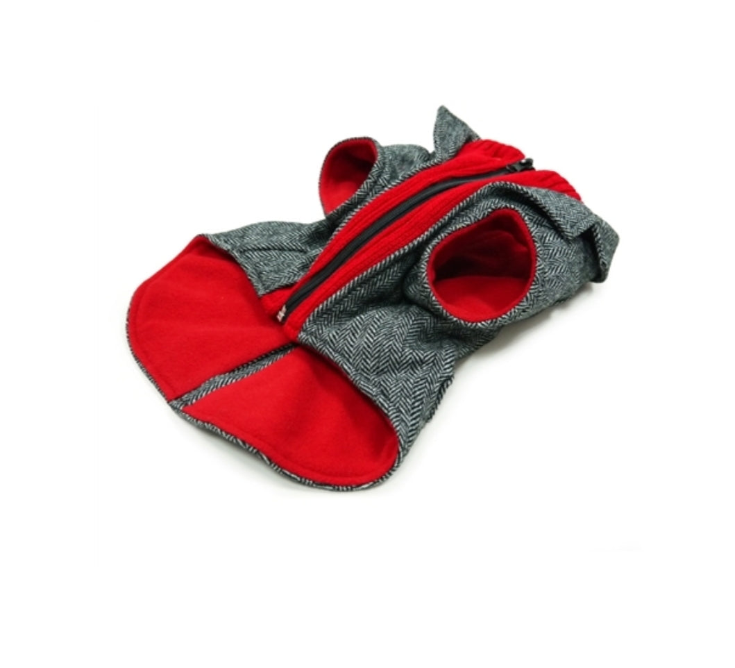 Tweed Blazer Grey/Red Dog Sweater