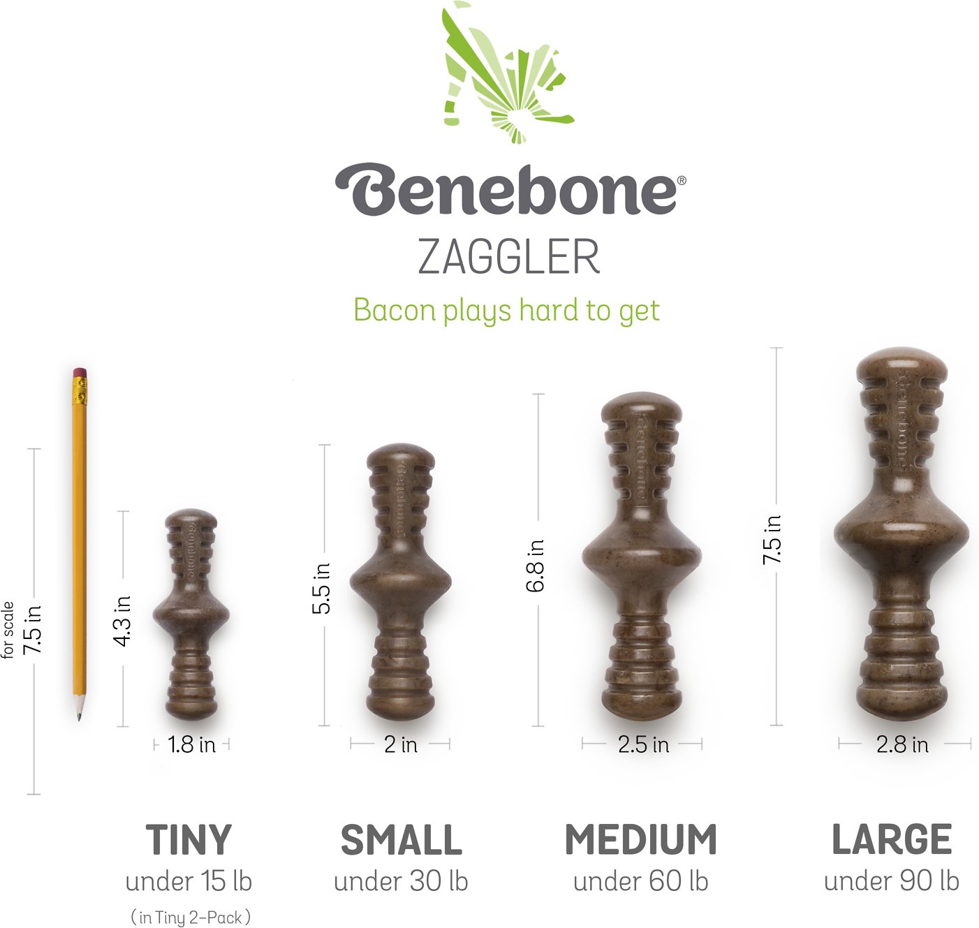 Benebone Bacon Flavor Zaggler Tough Dog Chew Toy