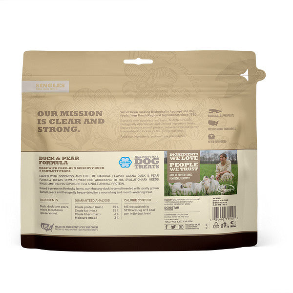 ACANA Singles Grain Free Limited Ingredient Diet Duck & Pear Formula Dog Treats
