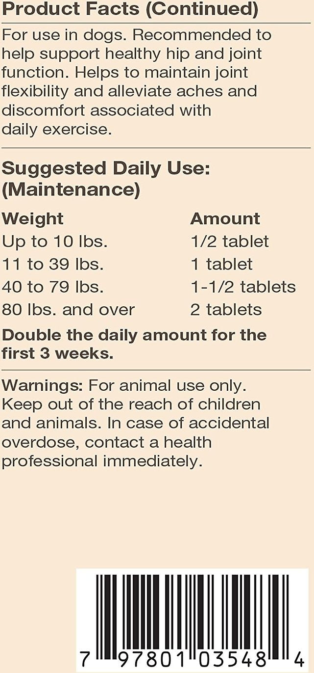 NaturVet Moderate Care Glucosamine DS Level 2 Max Formula Dog Tablets