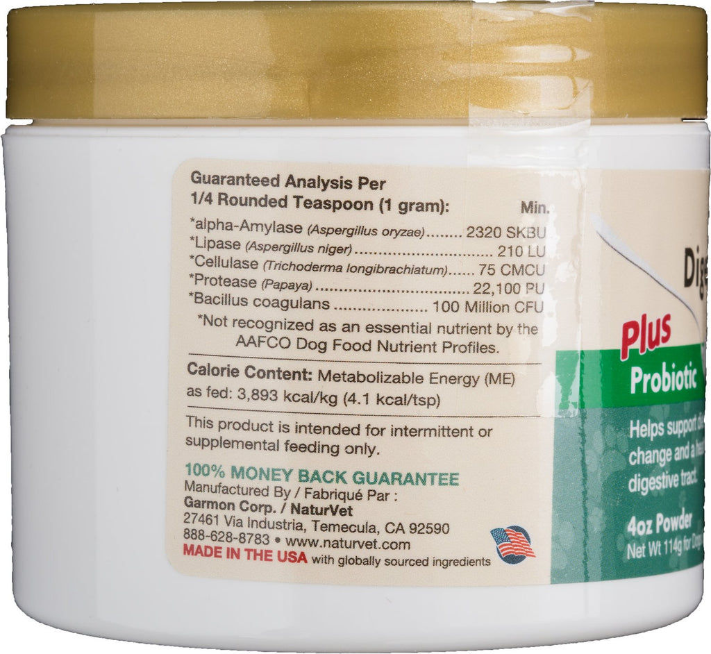 NaturVet Digestive Enzymes Plus Probiotic Dog & Cat Powder Supplement