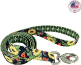 Coastal Sublime Adjustable Dog Collar - Sunflower with Green Argyle