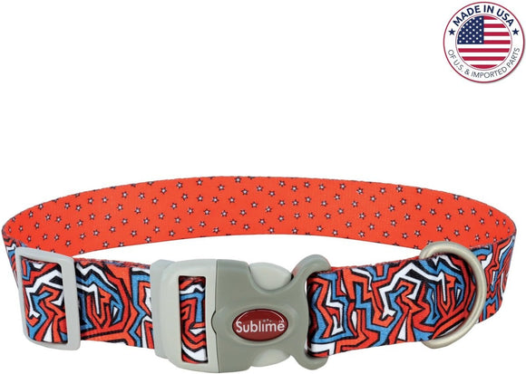 Coastal Sublime Adjustable Dog Collar - Red Blue Graffiti with Red Sta –  Pet Empire and Supplies