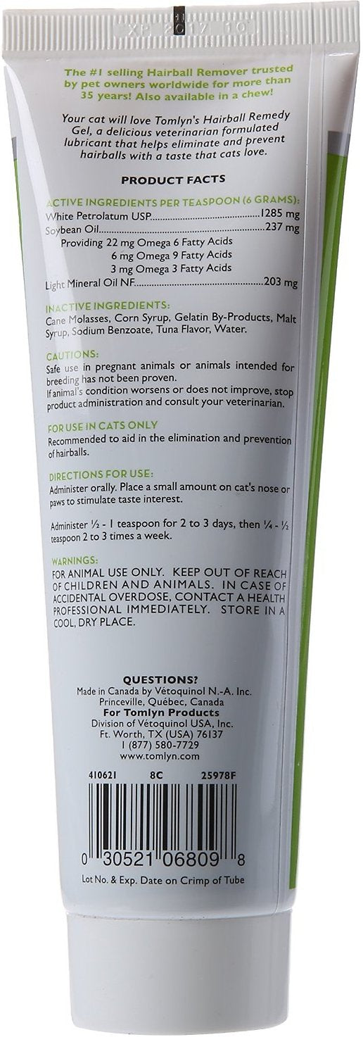 Tomlyn Laxatone Tuna Flavored Gel Hairball Aid Supplement for Cats 4.25oz