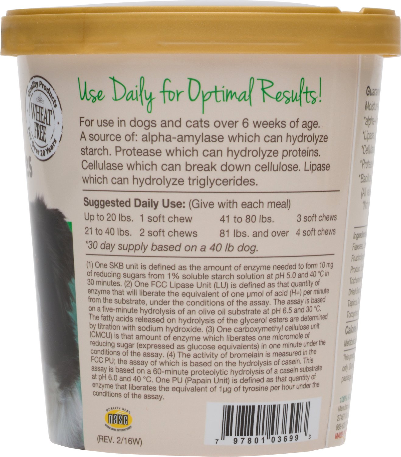 NaturVet Digestive Enzymes Plus Probiotic Soft Chews for Dogs