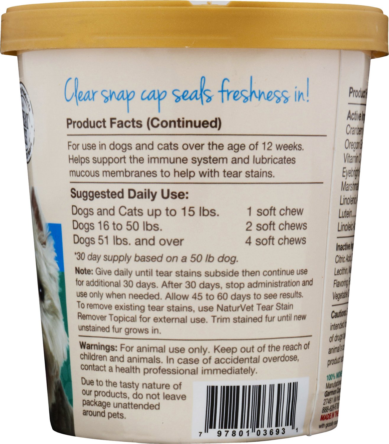 NaturVet Tear Stain Plus Lutien Supplement