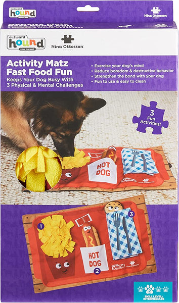 OUTWARD HOUND Activity Matz Fast Food Fun Dog Puzzle Mat - The