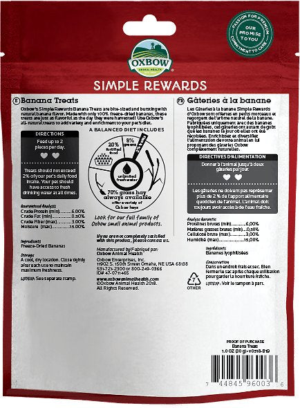Oxbow Simple Rewards Freeze-Dried Banana Small Animal Treats, 1-oz bag