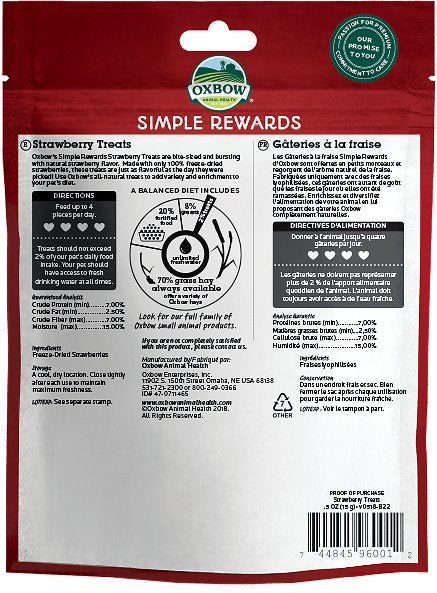 Oxbow Simple Rewards Freeze-Dried Strawberry Small Animal Treats, .5-oz bag